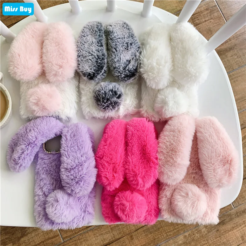 Чехол для samsung Galaxy A20E с теплым кроличьим мехом чехол A 20E A20 E мягкий плюшевый со