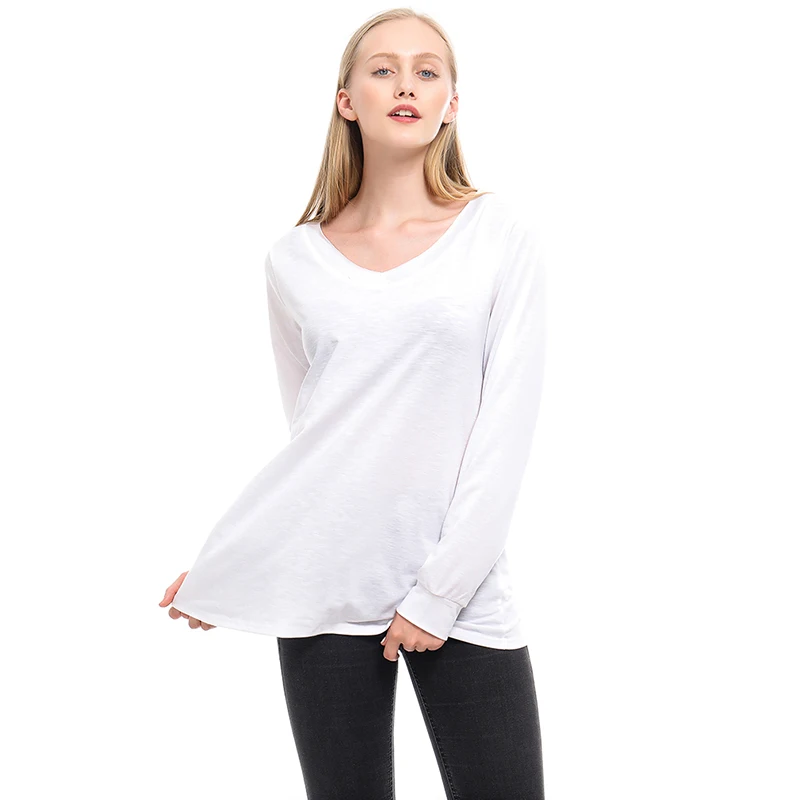 

Women Yoga Shirts 2021 Long Sleeved Fitness Sports Yoga Shirts For Femme Solid Color V Neck Basic Tops Loose Camiseta Feminina