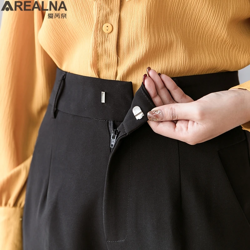 

New 2020 Autumn Winter Women Pants High Waist Loose Formal Elegant Korean fashion Office Lady Ankle-Length pants for women+Belt