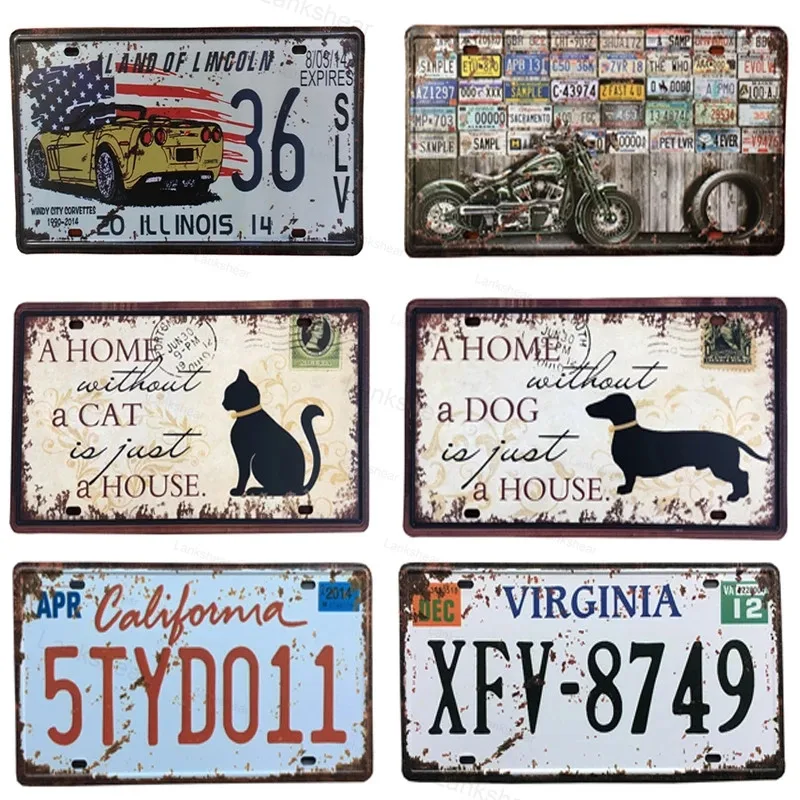 

New United States Car Metal License Plate Vintage Home Decor Tin Sign Bar Pub Garage Decorative Metal Sign Metal Painting Plaque