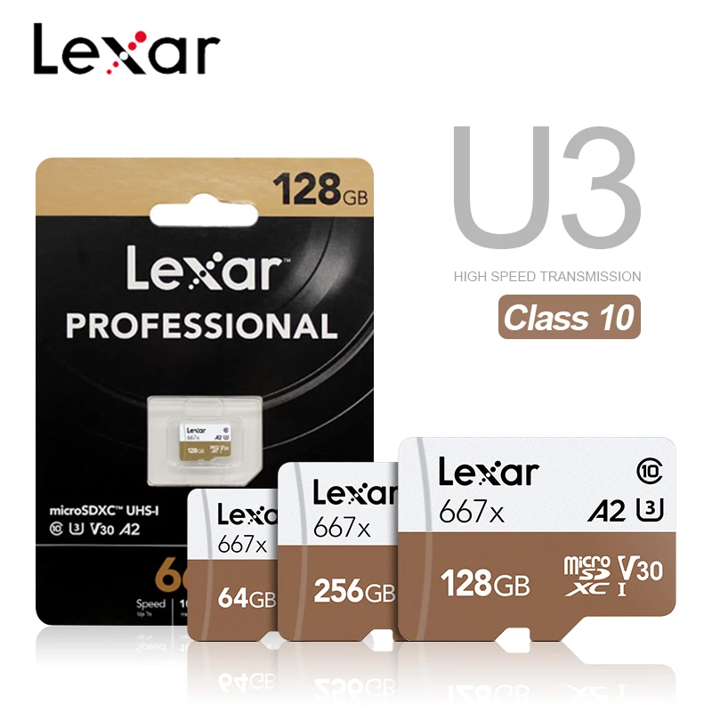 Карта памяти Lexar 667X Micro SD A2 высокоскоростная карта 100 Мб/с 256 ГБ 128 64 SDXC V30 класс 10 U3