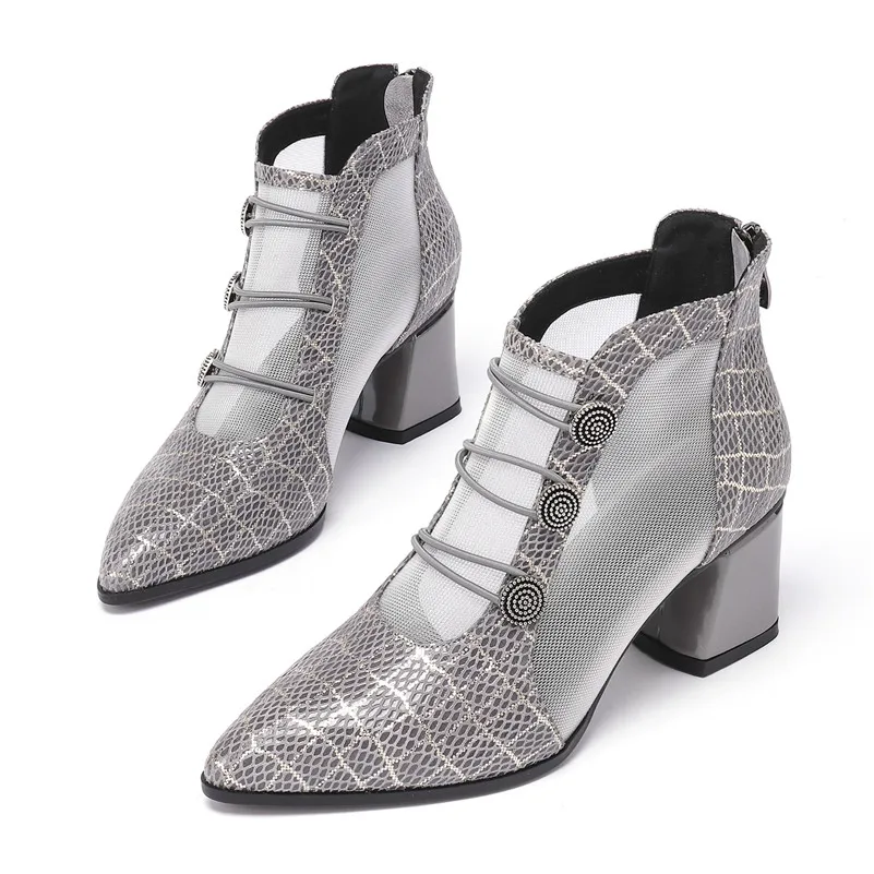 Женские ботильоны из натуральной кожи с дышащей сеткой | Обувь