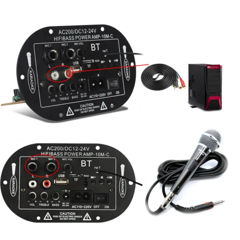 

D3 AC 220V 12v 24v Digital Bluetooth Amplifier Board Subwoofer Dual Microphone Karaoke Amplifiers Car Home Amplificador AMP
