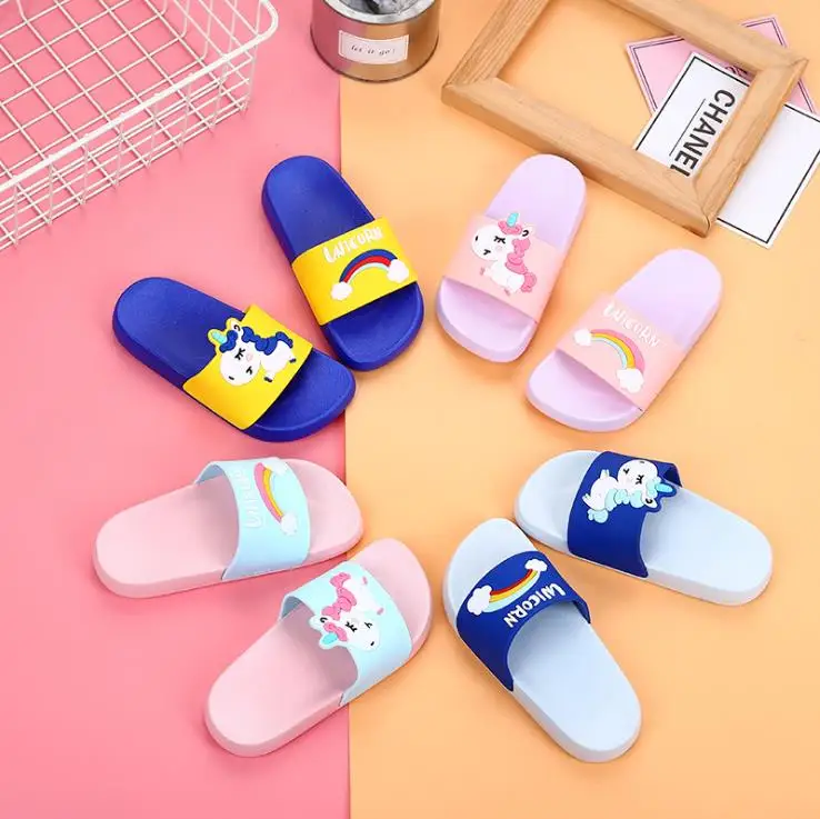 

Children Boys Girl Summer PVC Unicorn Slippers soft Non-slip Home Bath Shoes 6Kinds XQ02