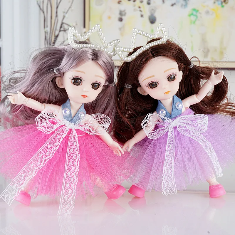 

1/12 BJD Girl Doll Wedding Dress Dress Up Dress Up Beauty Cute Princess Girl Hair Bushy Iace Dress 16 CM Birthday GiftToy