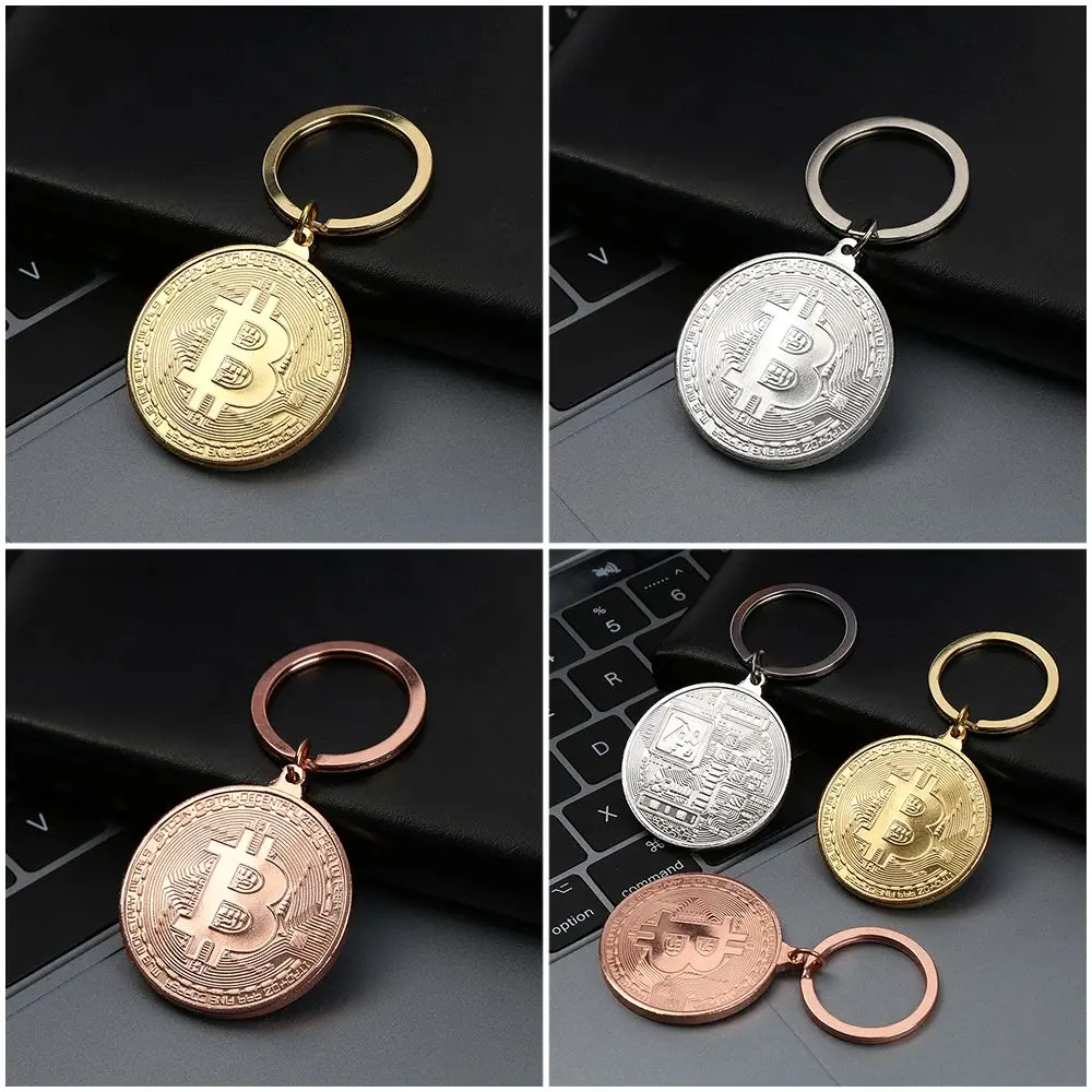 

Friends Gifts Copper Plated Jewelry Key Ring Bitcoin Key Chain Collectors Commemorative Coin Coin Key Ring Key chain