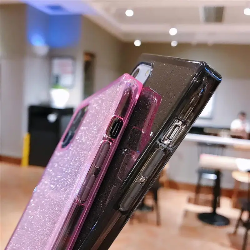 KJOEW Glitter Paper Square Solid Phone Case For iPhone 11 Pro XS Max 7 8 6 6s Plus X XR Shockproof Silicone Soft TPU Back Cover |