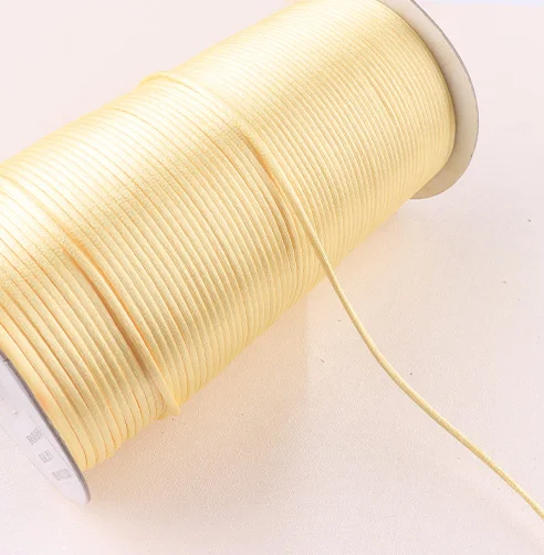 light yellow 20m 1,5 мм китайский узел веревка желтый/красный плетение макраме шнур атласная шелковая нить для ювелирных изделий браслет украшение на шею Изготовление DIY - Цвет: light yellow 20m