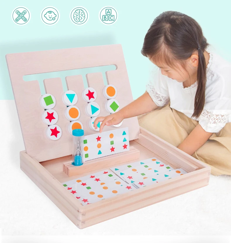 Игрушка montessori Цвета и фруктов двусторонняя игра логическое мышление обучение детей обучающие игрушки для детей деревянная игрушка