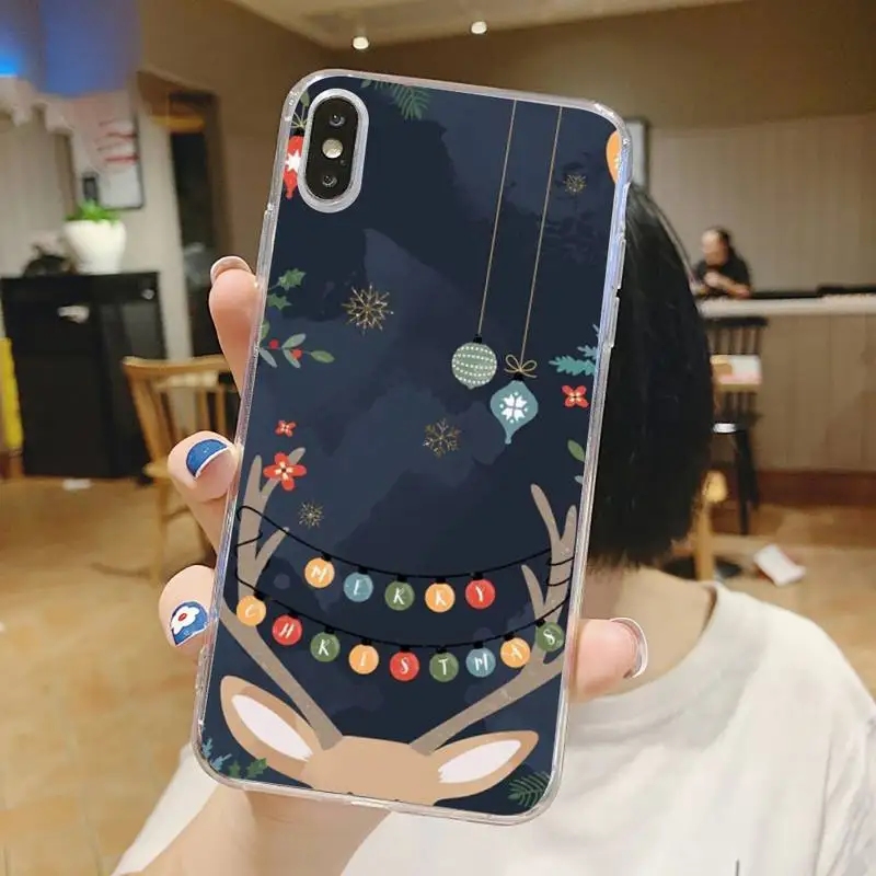 

Christmas tree Happy new year Phone Case Transparent for iPhone 6 7 8 11 12 s mini pro X XS XR MAX Plus