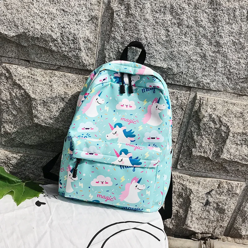 Женский рюкзак с милым мультяшным Фламинго единорогом, парусиновые рюкзаки, женские школьные сумки на молнии, сумки на плечо для девочек - Цвет: A