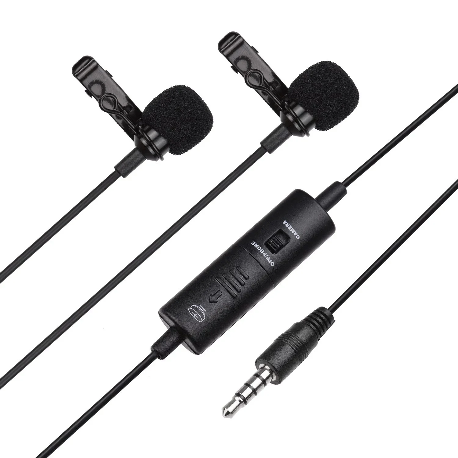 

ACEMIC EM2 Omni-Directional Condenser Lavalier Microphone Lapel Mic Dual Head 3.5mm TRRS with 6.35mm Adapter