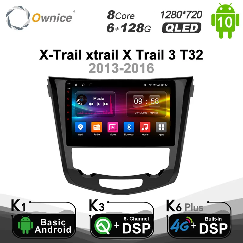 Автомобильный DVD проигрыватель 6G + 128G Ownice Android 10 0 8 ядер для Nissan X Trail xtrail 3 T32 2013 2016 4G