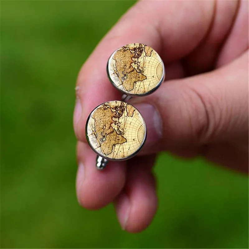 Винтажные запонки со стразами для мужчин украшение на годовщину мир Земли