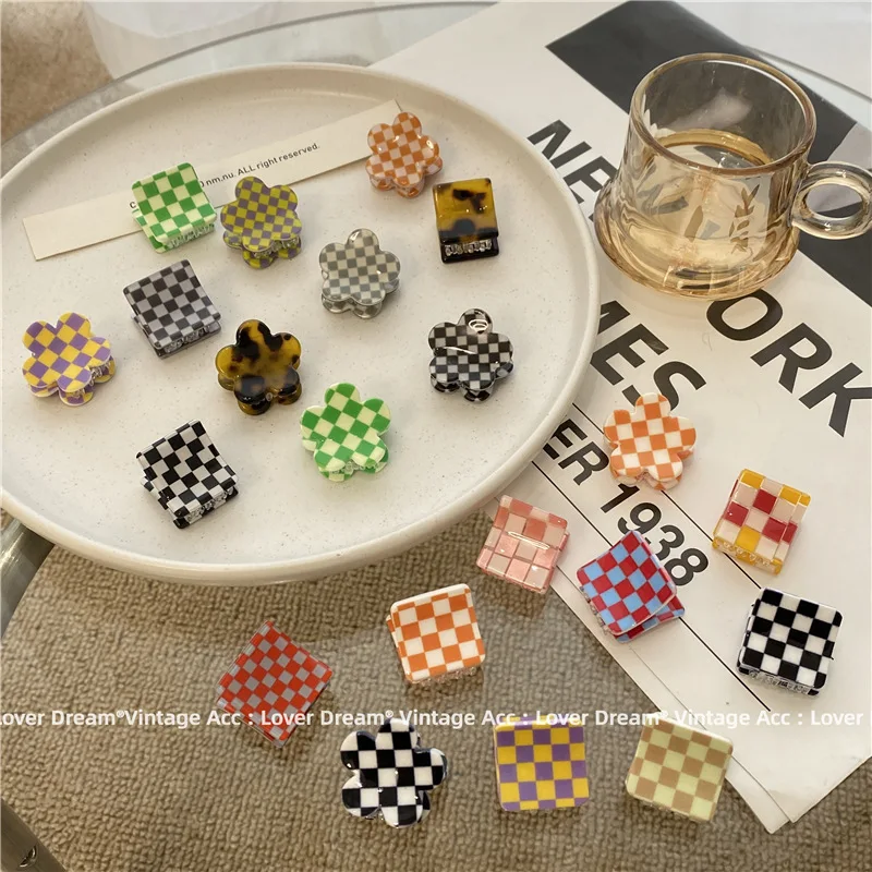 

2021 New Black And White Checkerboard Small Catch Clip Color Bangs Clip Broken Hair Edge Clip Hairpin All-Match Hair Accessories