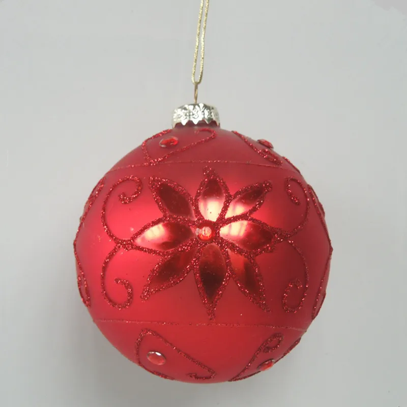 

Free Shipping 8pcs/pack Diameter=8cm Matt Red Series Glass Globe Handmade Hanging Ball Pendant Friend Gift Festival Decoration