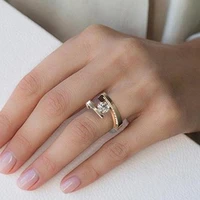 fashion three dimensional geometric inlaid big round rhinestone crystal ring for women female party wedding jewelry
