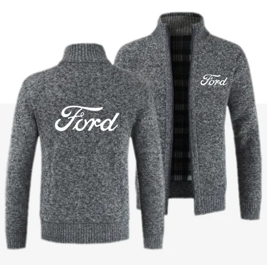Лидер продаж осенне-зимняя мужская куртка с логотипом Ford приталенная на молнии