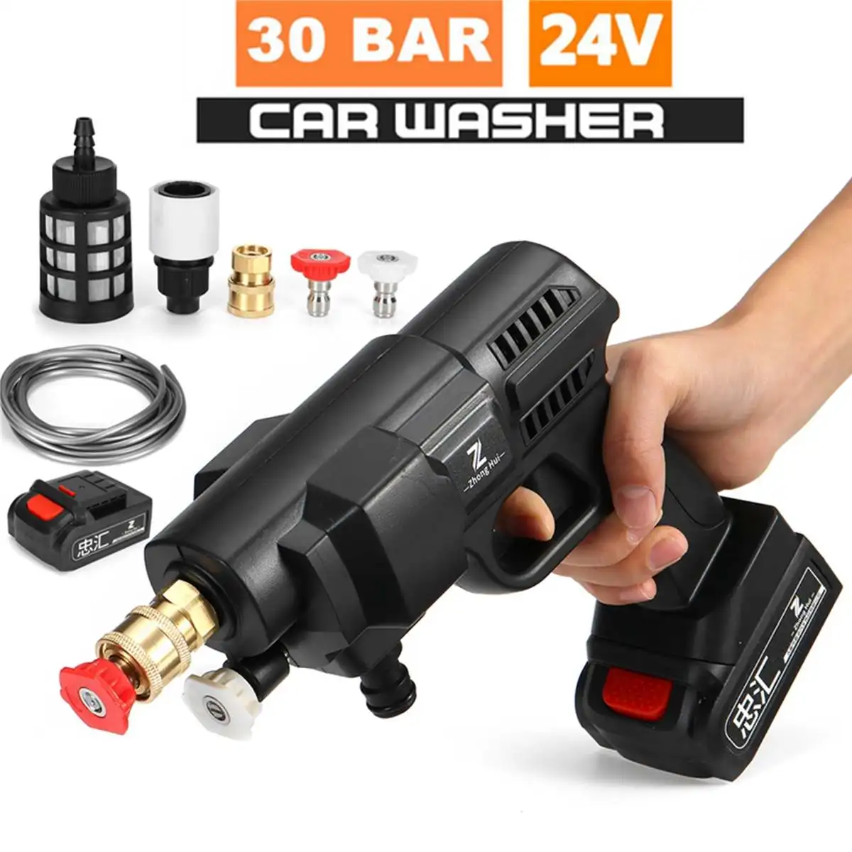 

12V Car Washer 30BAR Car Wash Portable Water Gun Super power Car Cleaner With Lithium Battery Car Washer For Car Maintenance