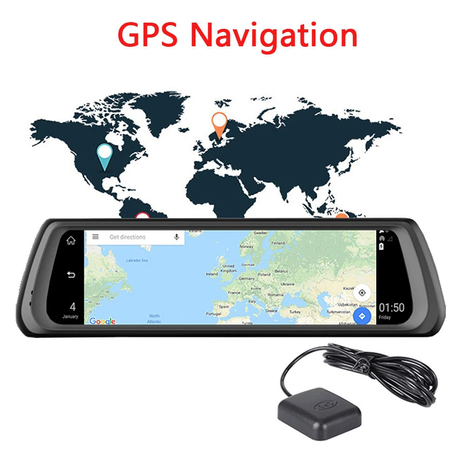 WHEXUNE 4G Автомобильный видеорегистратор Android Touch ADAS Dash Cam Автомобильное зеркало заднего вида 10 дюймов видеорегистратор двойной объектив gps навигатор рекордер WiFi