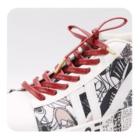 7mm shoe accessories pu leather flat cord men women sneaker 2021 fashion lace deep red for kid sznur%c3%b3wk drop shipping