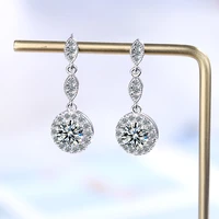 new arrival inlaid zircon round circle drop earring silver color stackable water drop long tassel earrings for women gift