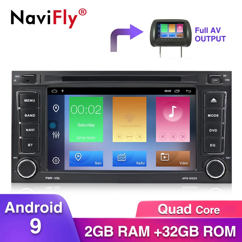 Navifly Android10 RDS 32G ROM 2G RAM Автомобильный мультимедийный плеер для Volkswagen VW Touareg T5 (2002-2010)