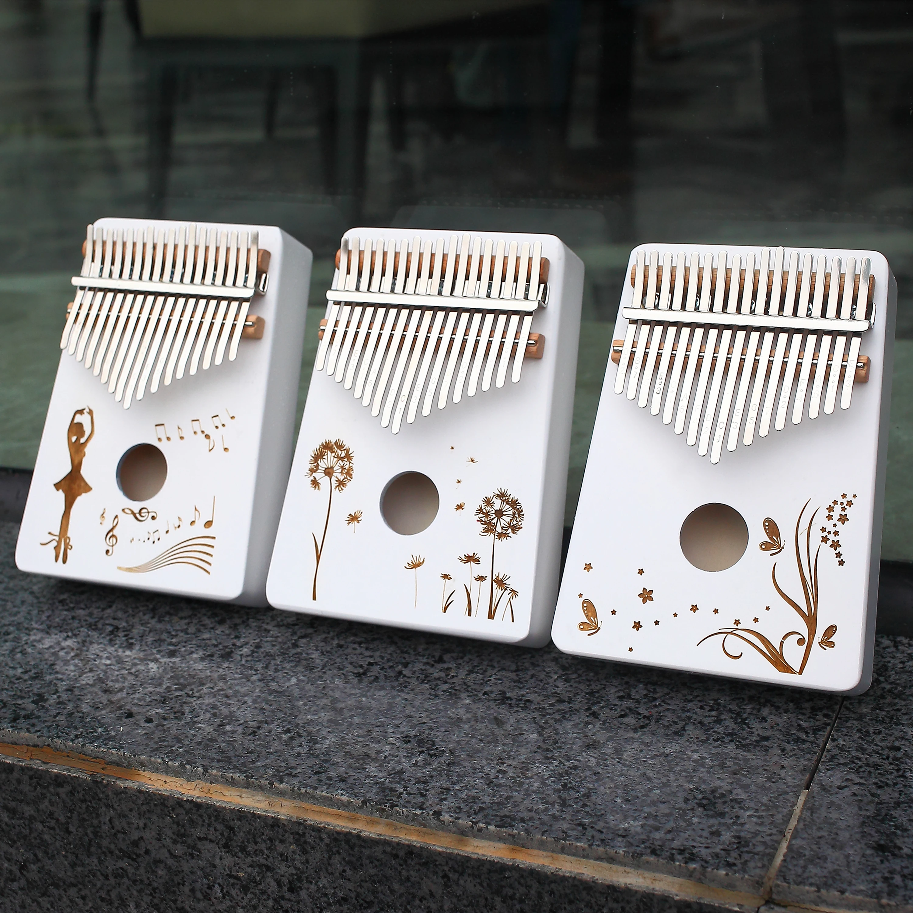 Керауса инструмент белый калимба 17 клавиш красное дерево портативный Mbira