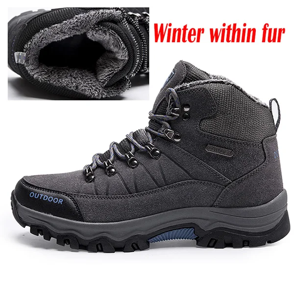 winter gray Очень теплые мужские походные ботинки водонепроницаемые мужские уличные зимние ботинки мужские кроссовки профессиональные альпинистские ботинки мужская зимняя обувь - Цвет: winter gray