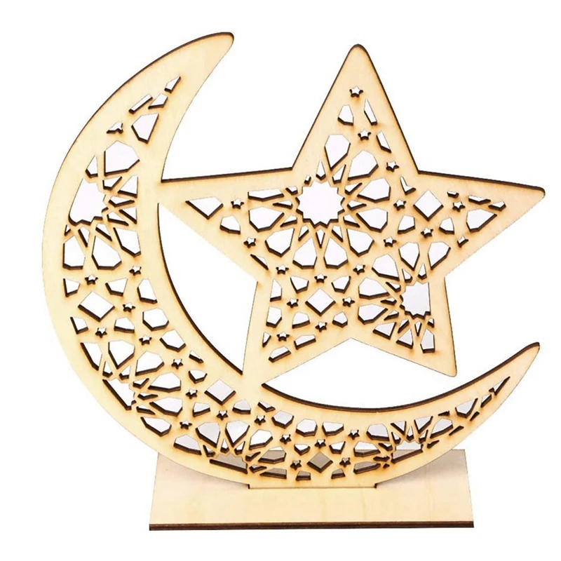 

Unfinished Wood Chips,Wooden Moon Eid Desktop Adornment DIY Crafts Home Decoration Party Supplies