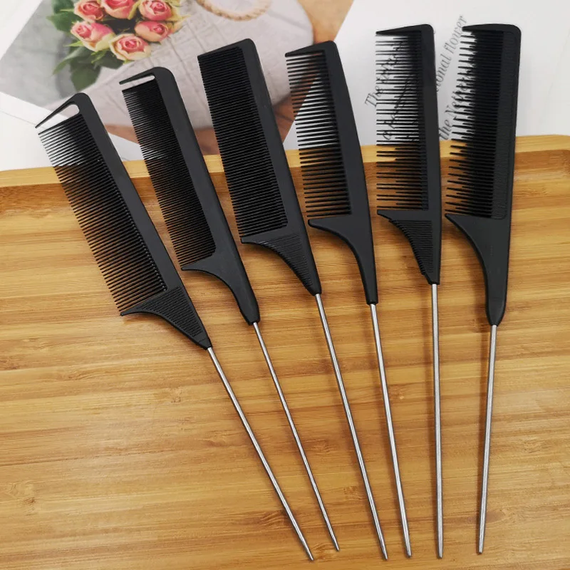 

Professional Hair Tail Comb Salon Cut Comb Styling Stainless Steel Spiked