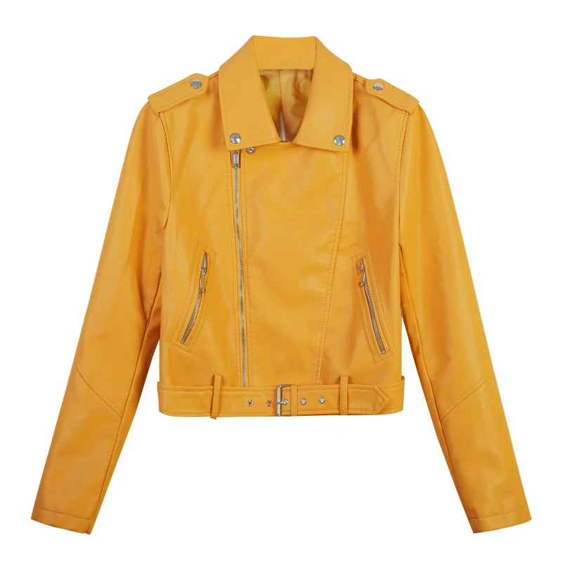 Женская зимняя куртка желтая красная черная Зеленая кожаная пальто локомотивов