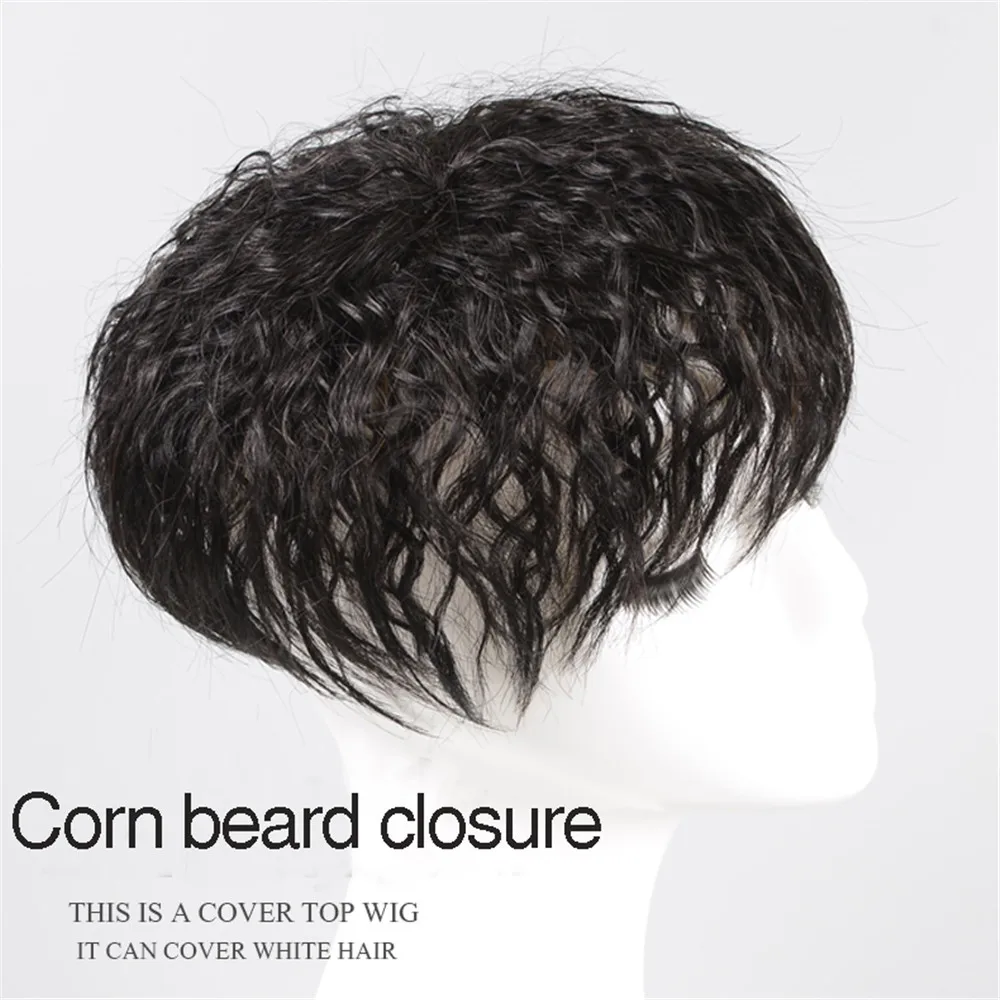 Парик с натуральными волосами верхняя часть кудрявый синтетический белок