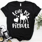 Футболки love my Pitbull, женские футболки 100%, Забавный Модный милый топ с круглым вырезом и коротким рукавом, футболки для женщин и девушек