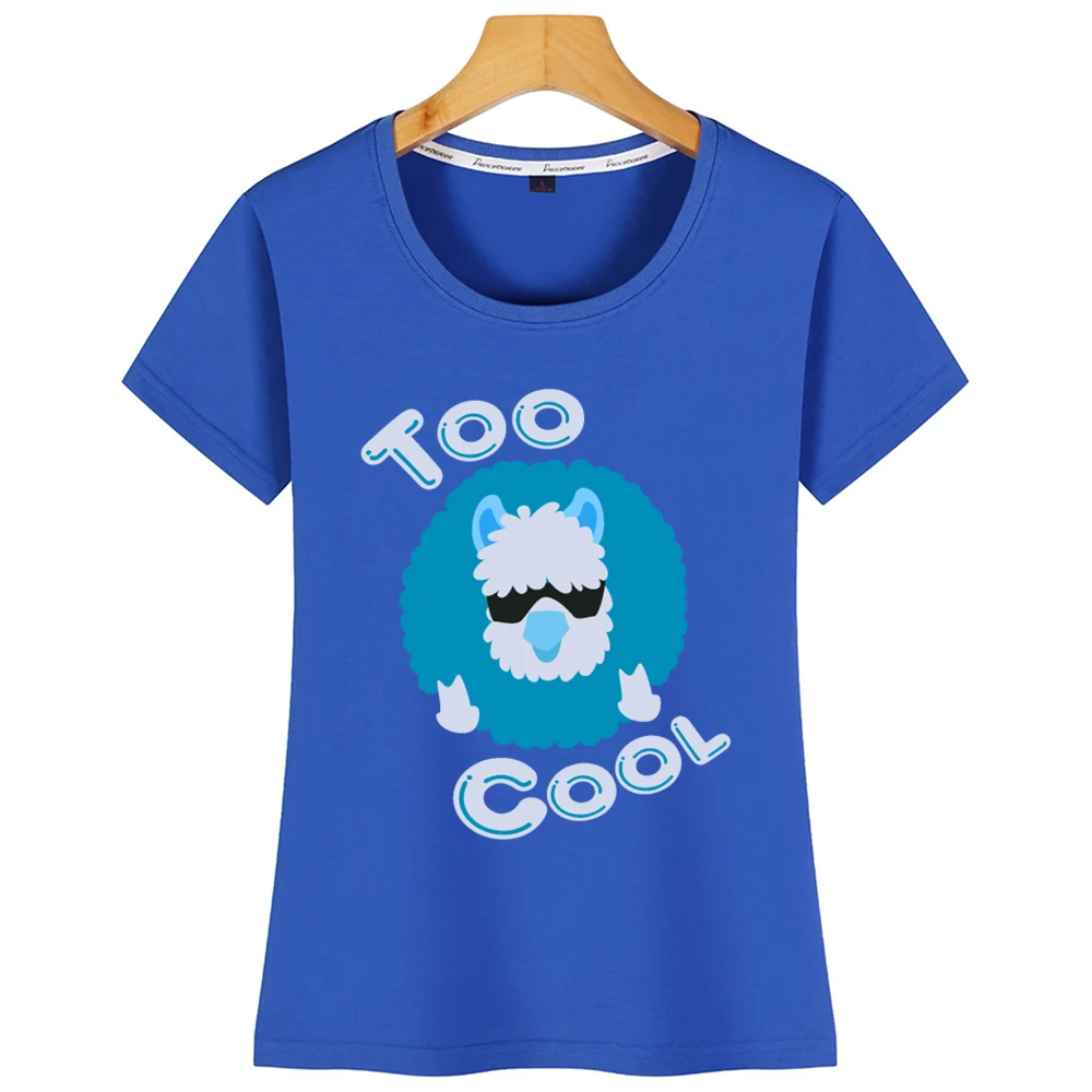 Топы Футболка женская лама слишком крутая Альпака солнцезащитные очки дизайн