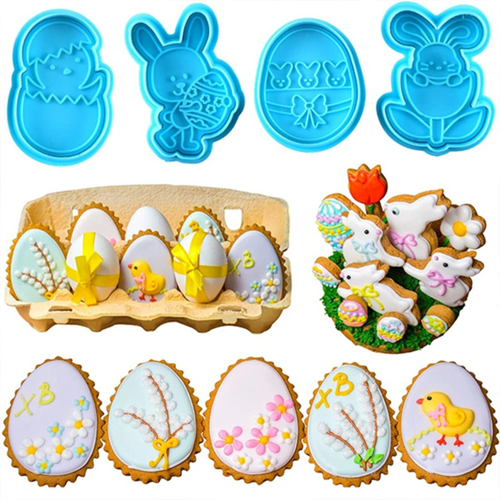 

Easter Rabbit Egg Plastic Biscuit Cake Mold DIY Kitchen Cake Decorating Tools Cookie Cutter Stamp Fondant Embosser Pastry Mould