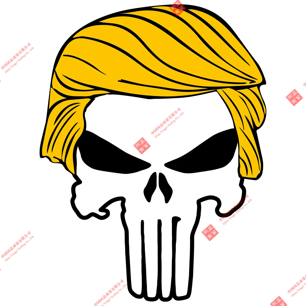 

Motorcycle Punisher with Trump Hair 2020 Funny Vinyl Sticker Car Truck Decal Military Pro Motorcycle Laptop Waterproof Stickers