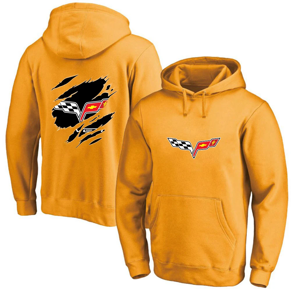 

Man's 2021 Corvette Logo Classic solid Hoodies Unisex High streets Hip Hop Sport Cottton Pullover Print Sweatshirts