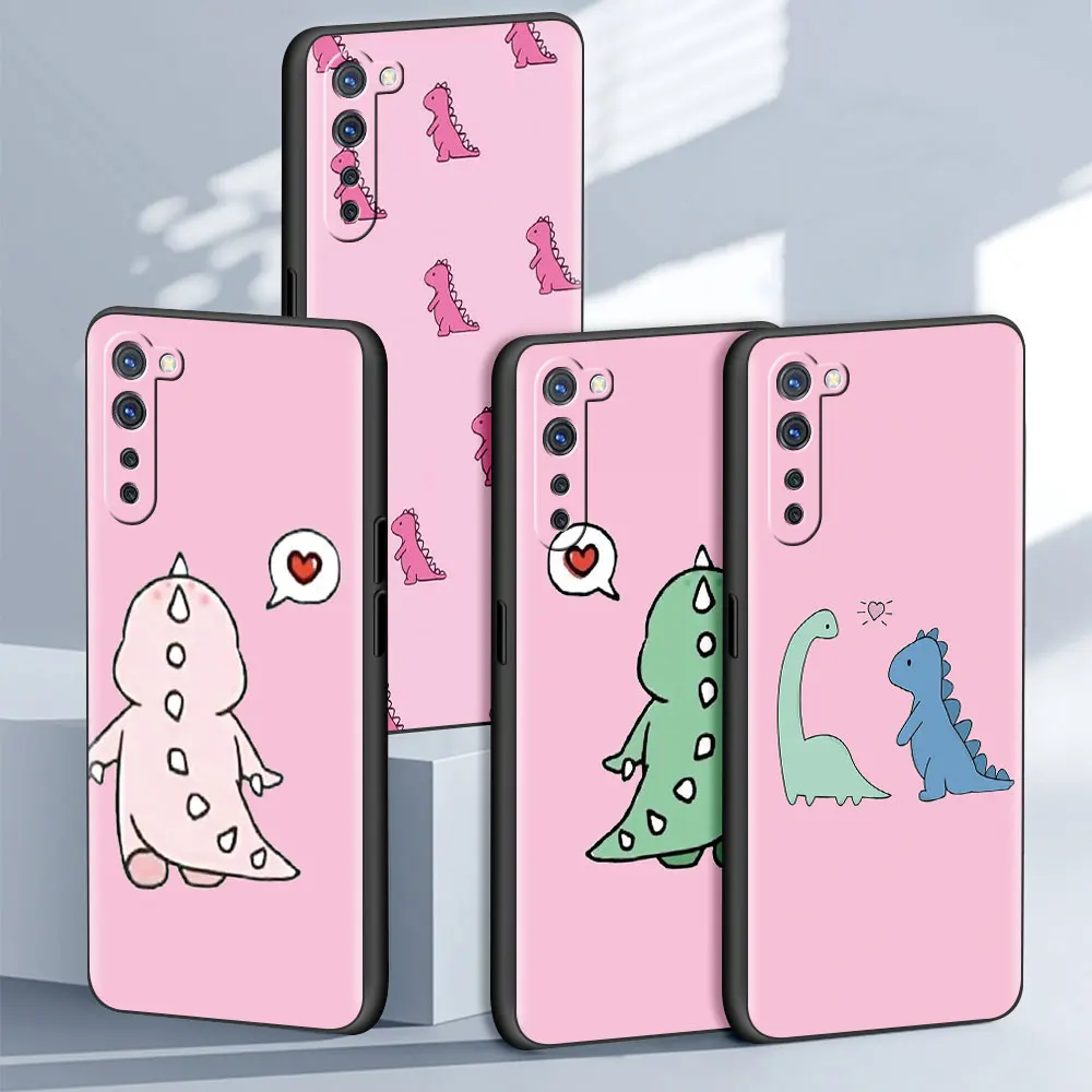 

Cute Little Dinosaur Case For Oppo A53 A9 2020 A93 A52 Find X2 Lite Reno 4 3 6 F11 Pro A94 4G Ace A95 K9 A74 5G Soft Phone Cover