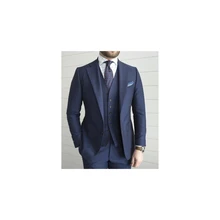 Costume bleu marine à deux boutons pour hommes, Blazer slim 3 pièces de haute qualité, à la mode, à revers, à la mode, décontracté, offre spéciale  (2)