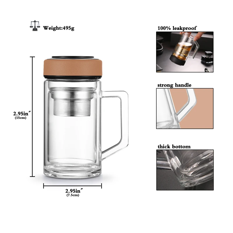 Стеклянная чашка для чая с двойными стенками термостойкая кружка из