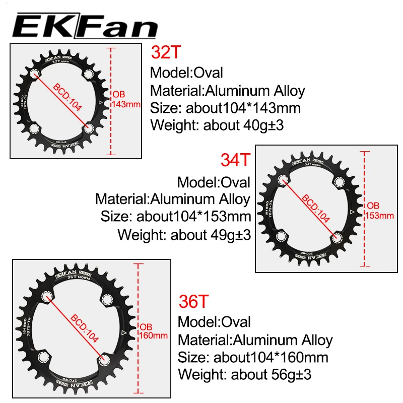 Велосипедная звезда EKFan 104BCD 7075 T6 для горного велосипеда овальная велосипедная