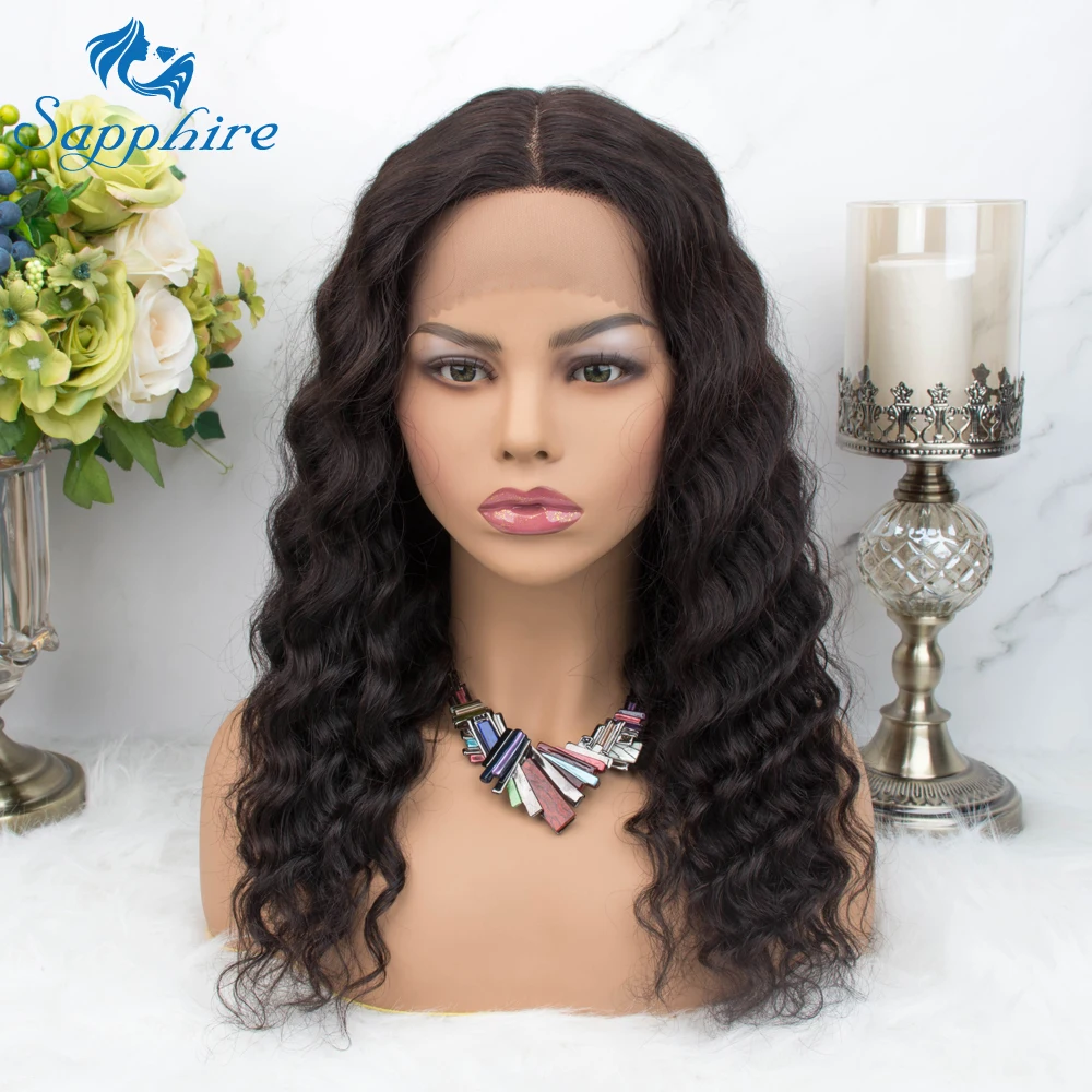 Сапфир бразильские распущенные кудрявые волосы парик шнурка Remy человеческие