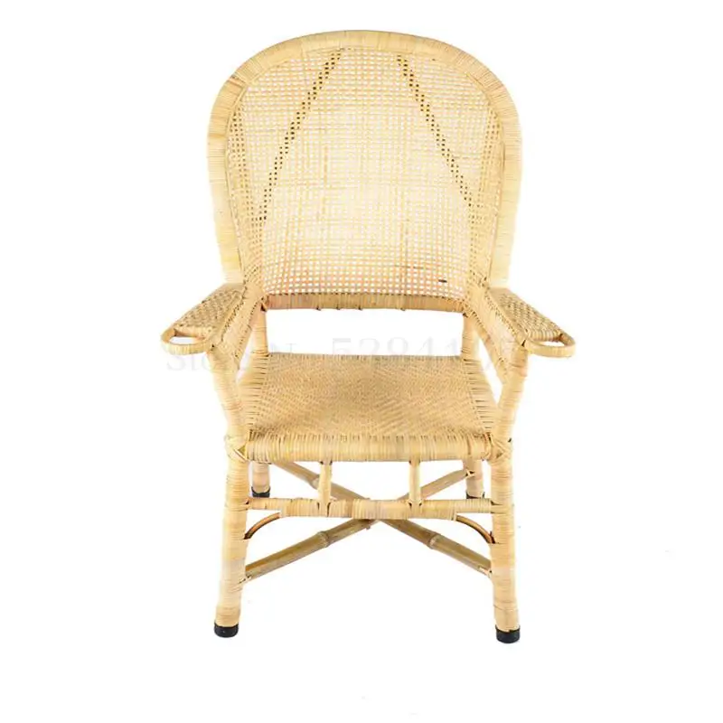 Плетеное кресло обеденное круговое Ретро Старое высокое компьютерное для отдыха