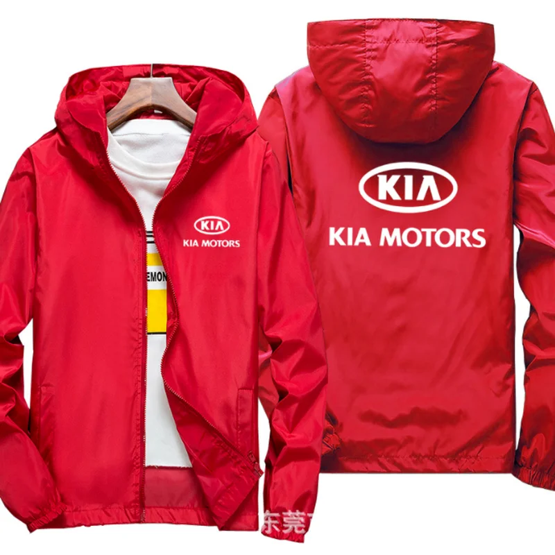 

2021 Motorcycle Jacket Windproof for KIA logo Jacket Mobike Riding Hooded Suit Windbreaker Sweatshirts Racing zipper Coat