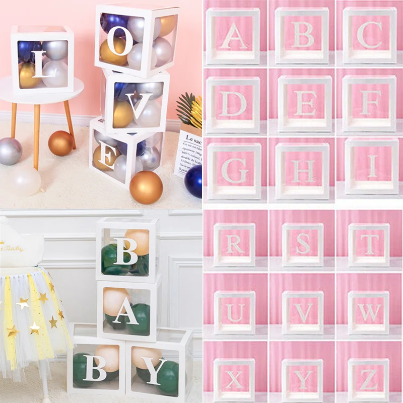 

Baby Shower 30cm Letters Transparent Box Balloons Birthday Party Decoration Wedding Decoration Balloons Accessory Party Balloons