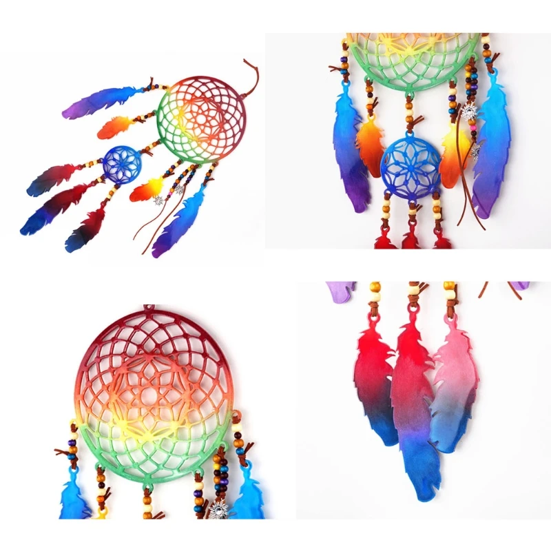 

N58F Dream Catcher Resin Mold Epoxy Dream Catcher Keychain Mold Silicone Keychain Pendant Mold Feather Mold for Diy Crafts
