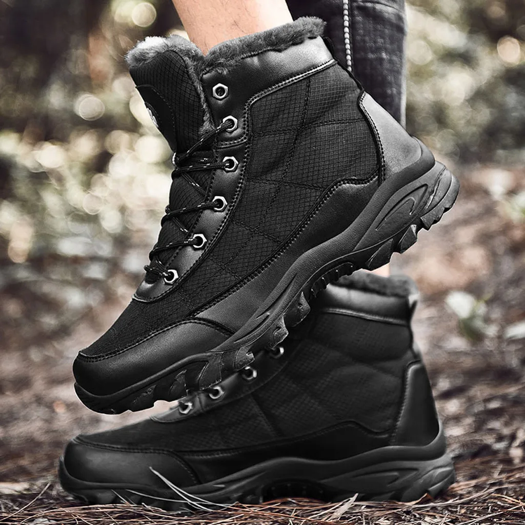 Hot Sale Men's Vulcanize Shoes Winter Plus Velvet Warm Cotton Large Outdoor Hiking Shock Absorption Chaussures Homme | Обувь