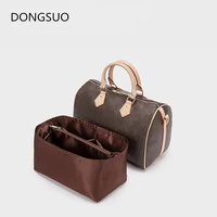 insert bag fits for designer speedy shape tote handbag base shaper organizer makeup inner purse organize portable cosmetic bag