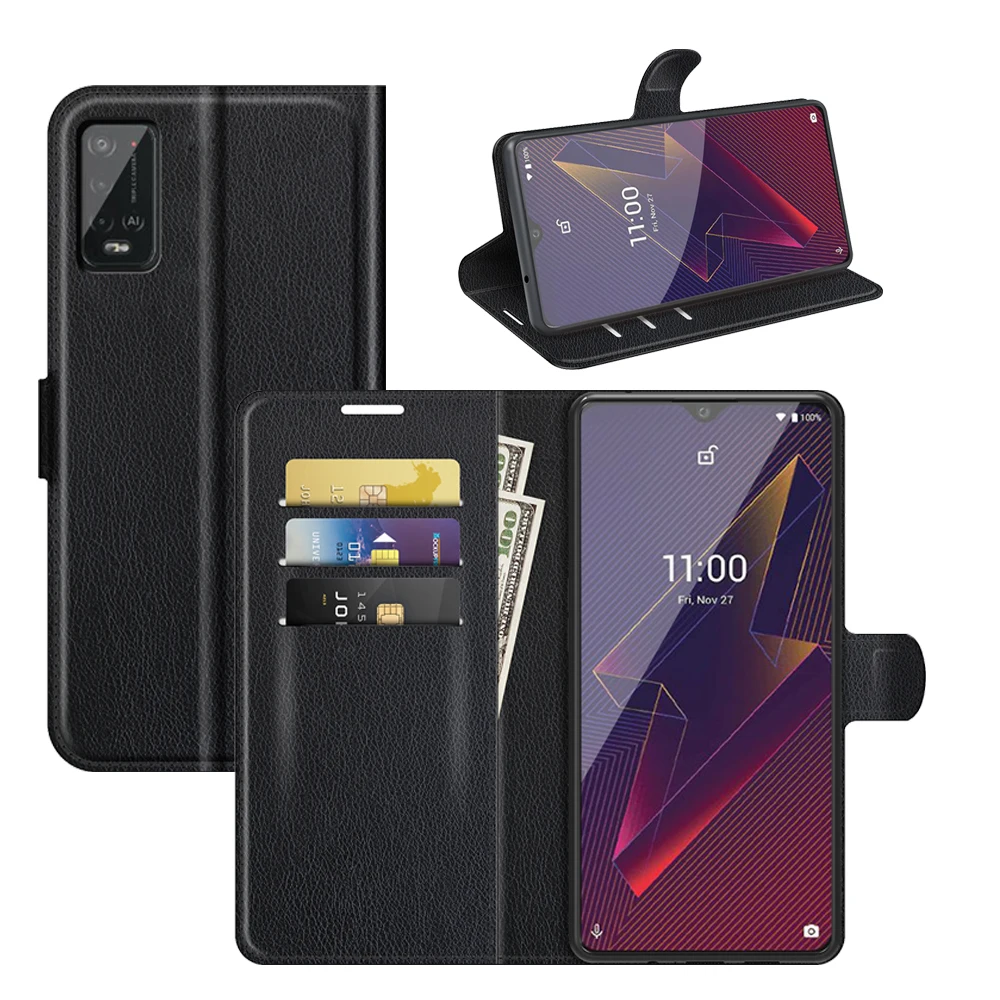 Чехол Power U20 для Wiko (6.82in) кожаный чехол-книжка черного цвета с отделением карт и
